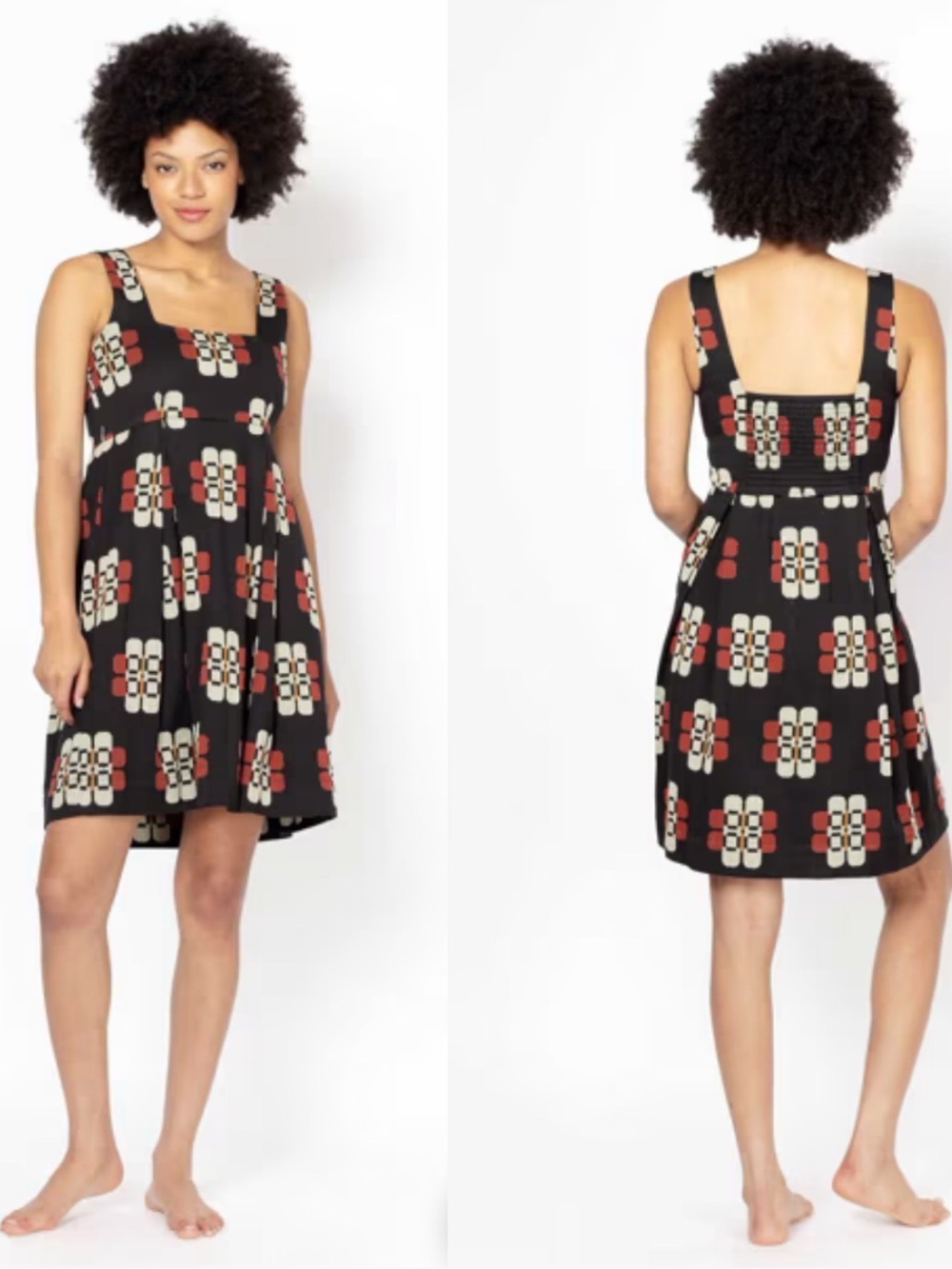 Ace & Jig Adair dress in Lotus (black mini geometric floral)